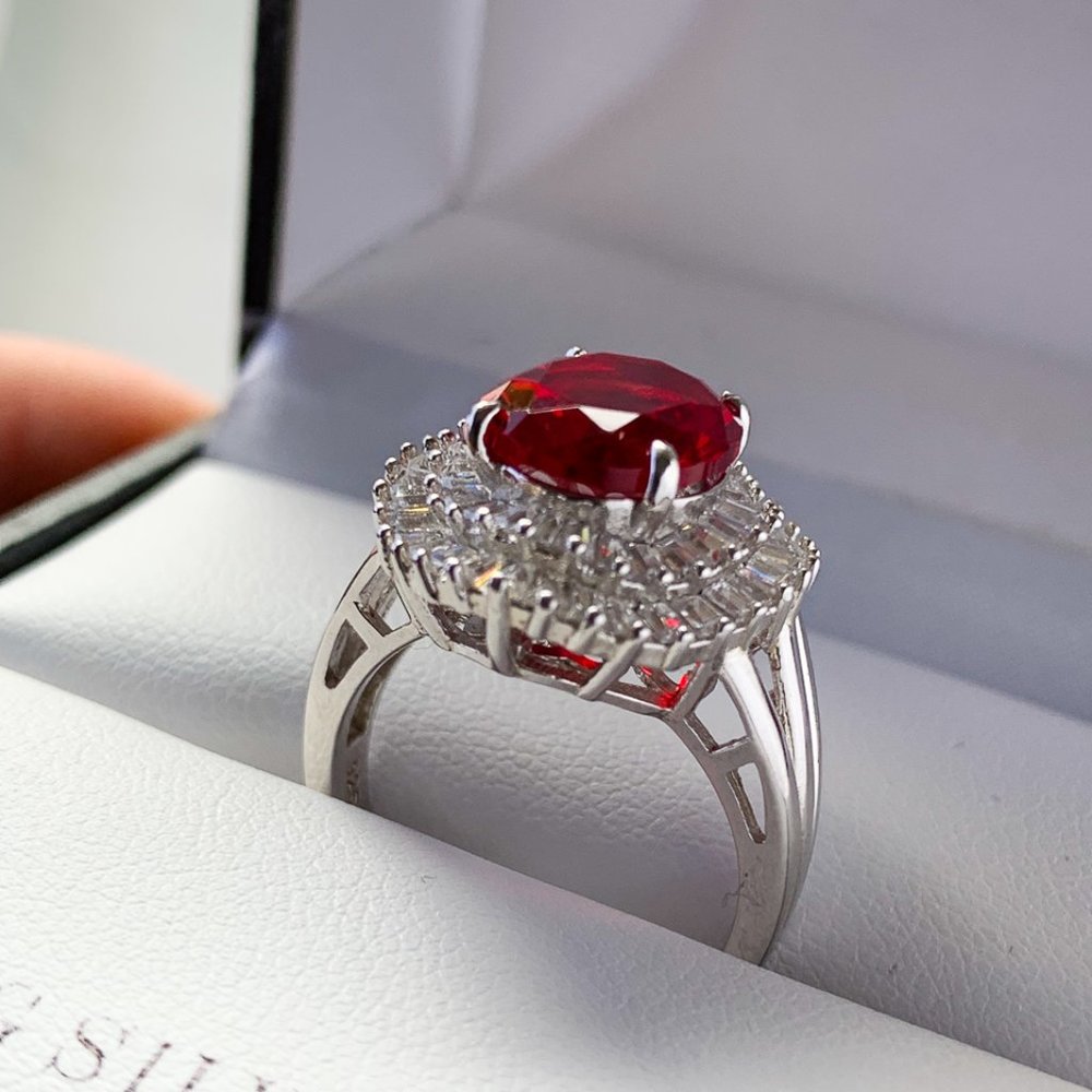 Sterling Silver ruby color ring size 8